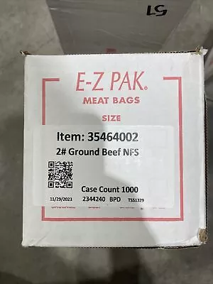 1000 Pack E-Z Oak Meat Bags 35464002 #2 Ground Beef NFS • $49