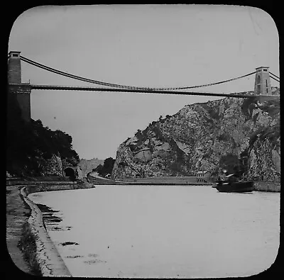 ANTIQUE Magic Lantern Slide CLIFTON BRIDGE BRISTOL C1890 VICTORIAN PHOTO • $31.92