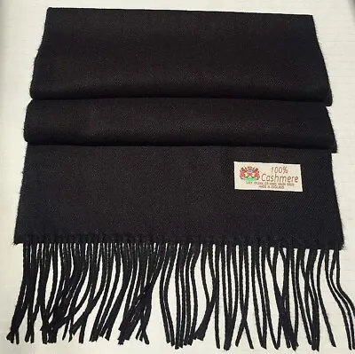 Brand New 100%cashmere Scarf/wrap Made In England Solid Ink Black Winter Scarf#1 • $15.99