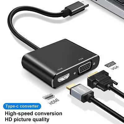 USB C To HDMI VGA Adapter USB Type C To VGA HDMI Adapter Hunderbolt 3 VGA New • $9.09