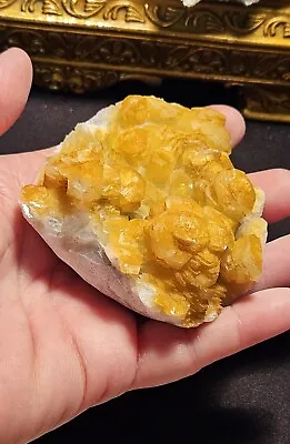 202G Yellow Rainbow Calcite Orange Mushroom Stacked Pagoda Mercedes Crystal • $17.99