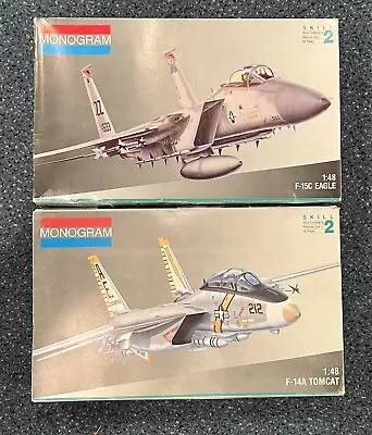 Lot Of 2 Monogram 1/48 Kits F-15C EAGLE + F-14A TOMCAT • $19.99