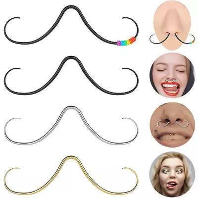 14g/16g Stainless Steel Mustache Septum Ring Curved Nose Piercing Body Jewelry • $5.99