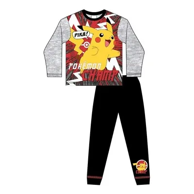 £8.35 • Buy Boys Pokemon Pyjama Pikachu Long Sleeve Pjs Set 5-12 Years Cotton Older NEW *