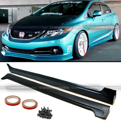 Fit 12-15 Civic 4DR JDM Mod MD Style Side Skirt Rocker Panels Body Kit Extension • $99.99