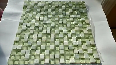 Diamond Tech Impact 5/8  X 5/8  Glass Mosaic Tiles Green Tea DT-87097 Sheets • $12.99
