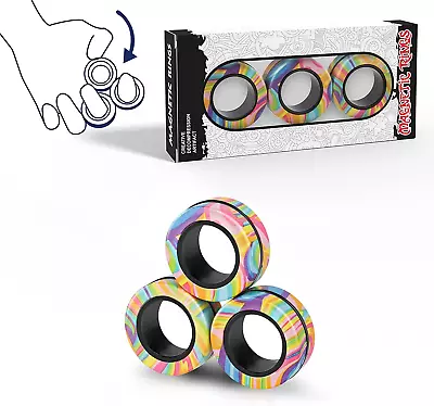 Magnetic Rings Fidget Toy Set Idea ADHD Fidget Toys Adult Fidget Magnets Spinn • $15.88