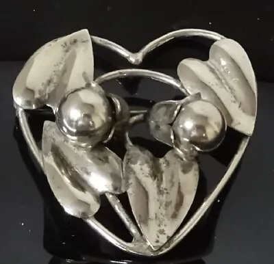 Vintage Modernist Sterling Silver HEART Brooch Signed McClelland Barclay Pin • $79.50