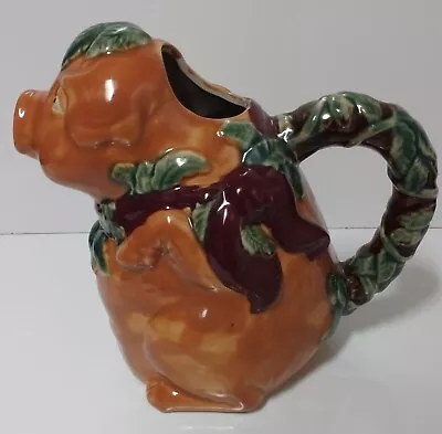 Vintage Pig Pitcher Majolica-Like Whimsical Retro • $26.95