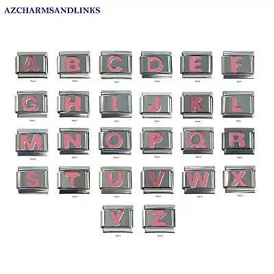 Italian Charms Pink Letters A-Z Italian Modular Charm Links For Your Bracelet • $2.39