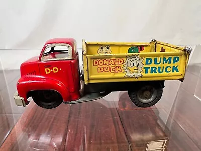 1955 Linemar Donald Duck Mickey Mouse Tin Dump Truck Walt Disney Productions • $197