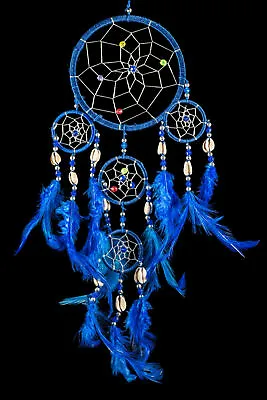 NEW HANDMADE NATIVE AMERICAN INDIAN STYLE DREAM CATCHER BLUE /dcny11trishellblu • £5.95