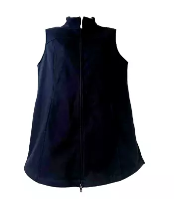 J. Jill Heritage Fleece Vest Black Full Zip Pockets Womens Size Small Sleeveless • $16.98