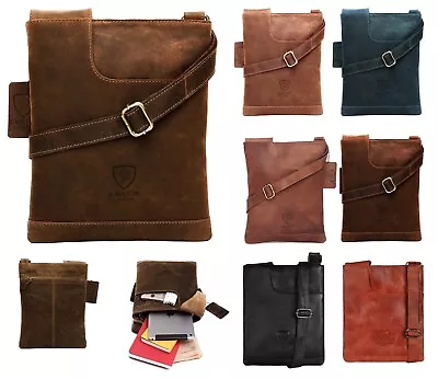 Mens Leather Satchel Designer Ladies Shoulder Cross Body Bag Messenger Travel • £20.24