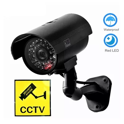 FAKE DUMMY CCTV SECURITY CAMERA BLACK FLASHING SURVEILLANCE LED INDOOR Outdoor • £8.49
