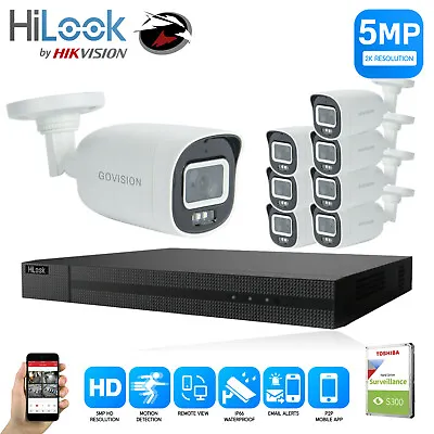 Hikvision Hilook 5mp Cctv System Uhd Dvr Colorful Ourtdoor Camera Security Kit • £91.66