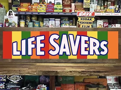 LIFE SAVERS 5 Flavor Milk Bar Sticker Sign 100 X 24cm Vintage Retro Shop Display • $45