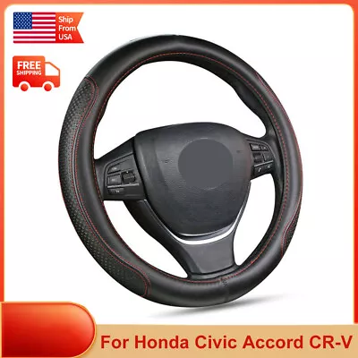 37-38cm Steering Wheel Cover Leather For Honda Civic / Accord / CR-V • $28.99