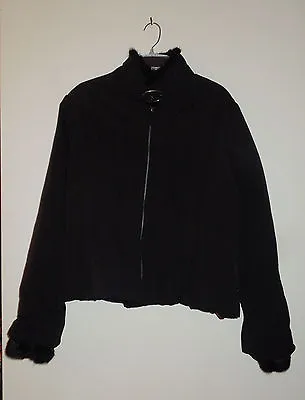 NWOT Via Spiga Black Nylon/Rabbit Fur Women's Jacket Size 1X • $45