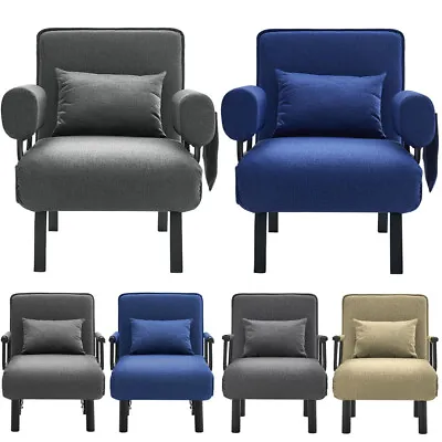 3-in-1 Folding Single Sofa Bed Chair Modern Fabric Lounge Sleeper Chair W/Pillow • £129.95