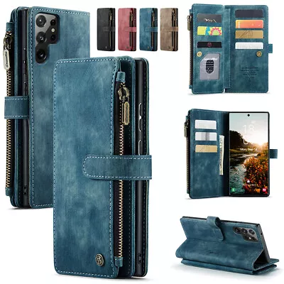 Leather Zipper Flip Wallet Case For Samsung Galaxy S22 S21 S20 S10 S9 S8 Note 20 • $19.03