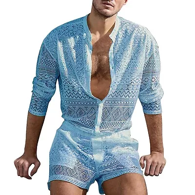 LongSleeve Shirt Casual Shorts Fashion Men'S Suit Men'S Clothing Matching Suit • $29.99
