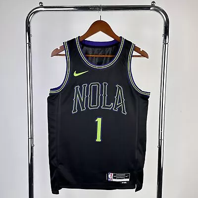 Zion Williamson #1 New Orleans Pelicans 2024 Black Neon NOLA City NBA Jersey NWT • $70