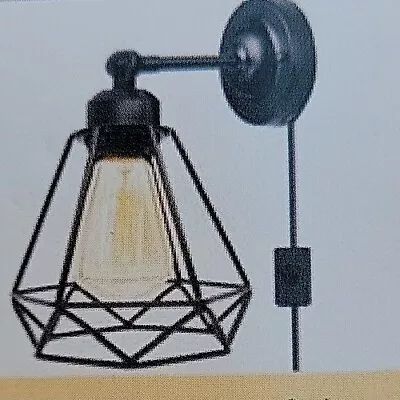 Plug In Wall Sconce Wire Cage Industrial Wall Lamp With Plug In Cord Rustic  • $26.99