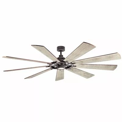 Industrial-Inspired Windmill 9-Blade Ceiling Fan In Walnut Finish With Metalwork • $746.95