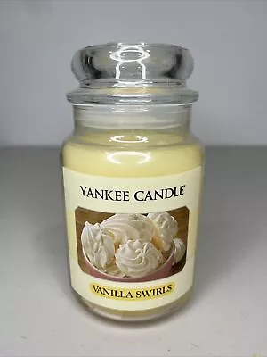 Yankee Candle Retired  VANILLA SWIRL  Large 22 Oz. ~WHITE LABEL~RARE ~NEW • £57.91