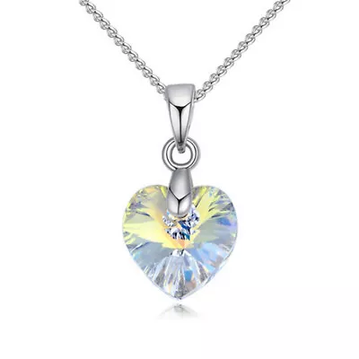 New Fashion Women's White Zircon Heart Pendant Necklace Engagement Jewelry Gift • $0.33