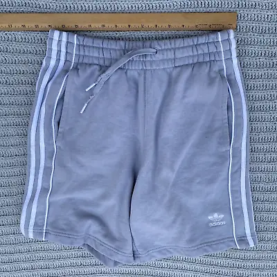 VINTAGE Adidas Workout Shorts Gray White Mens Small Running Pockets S Trefoil • $25