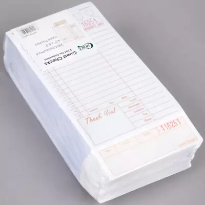 2 Part Tan And White Carbonless Guest Checks W/ Bottom Guest Receipt 2000 Case • $65.97
