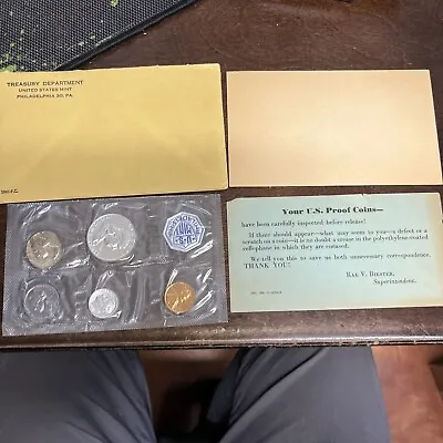 $1.25 • Buy 1961 U.S. Mint 5 Coin Flat Pack Silver Proof Set Ben Franklin Half Dollar