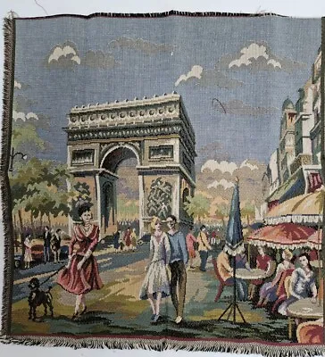 Vintage Italian Europeans Shopping  Woven Tapestry Wall Hanging 20  • $9.99