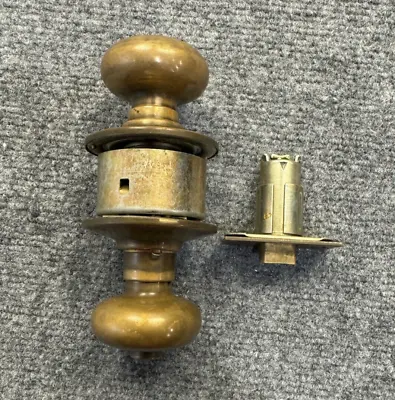 Vintage Schlage M45 1960's Privacy Doorknob Aged Brass Cylindrical Latch Working • $39.95