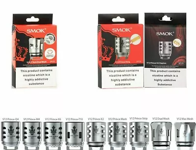 SMOK TFV12 PRINCE Coils PTank Q4 M4 T10 X6 X2 Clapton Strip Dual Triple Max MESH • £7.45