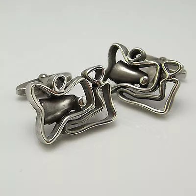 £388.56 • Buy 1970s 1960s Geometric Mens Silver Cuff Links Vintage Cufflinks Star Trek Jewelry
