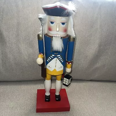 Vintage 16” Wooden Nutcracker Soldier Musketeer Carrying Musket And Latern  • $31.49