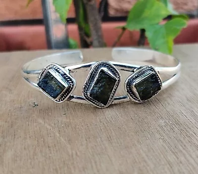 Moldavite  Gemstone Bangle 925 Sterling Silver Handmade Women Jewelry PG143 • $17.32