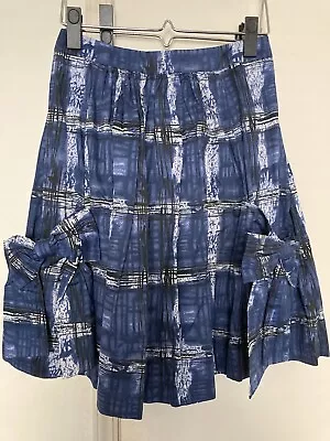 Anthropologie Skirt Lil Blue Watercolor Plaid Bow Size 0 • $22