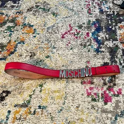 Moschino Red Leather Belt With Sliver Letters Y2k Stylish • $100