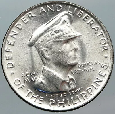 1947 PHILIPPINES W US WWII General DOUGLAS MACARTHUR Antique Silver Coin I88801 • $214.65