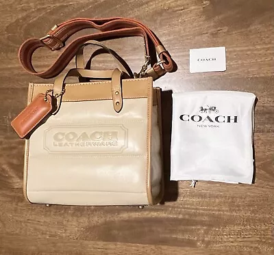 Coach C6852 Field Tote 22 Quilted Colorblock Coach Badge - Ivory & Tan NWOT • $185