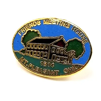 Vintage Quaker Friends Meeting House 1814 Mt. Pleasant Ohio Enamel Pin Souvenir • $12.99