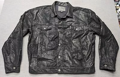 Guess Faux Crocodile Print Denim Jacket Men's Size 2XL XXL Black • $59.95