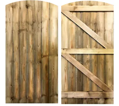 Bespoke Custom Made To Measure Wooden Garden Gate / Featheredge Arch Top • £113.11