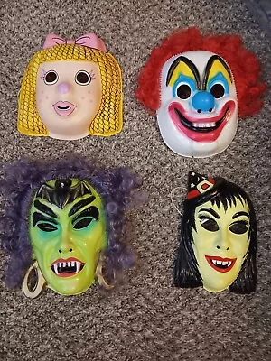 Vintage Ben Cooper Halloween Masks Lot Of 4 Gypsy Witch Witch Clown Girl  • $100