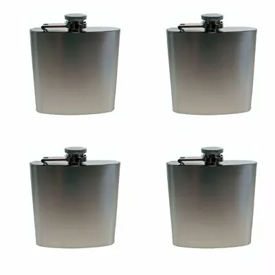 Q=4 Stainless Steel 6oz Flask  Never-Lose No Leak Cap Hiking Camping Recreation • $24.95