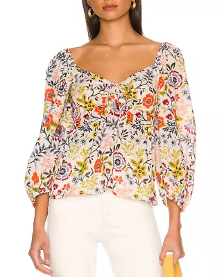 Velvet By Graham & Spencer Womens Blouse Top Medium Stass Floral Cotton • £27.99